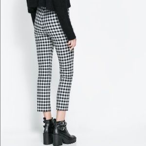 Zara narrow gingham trousers